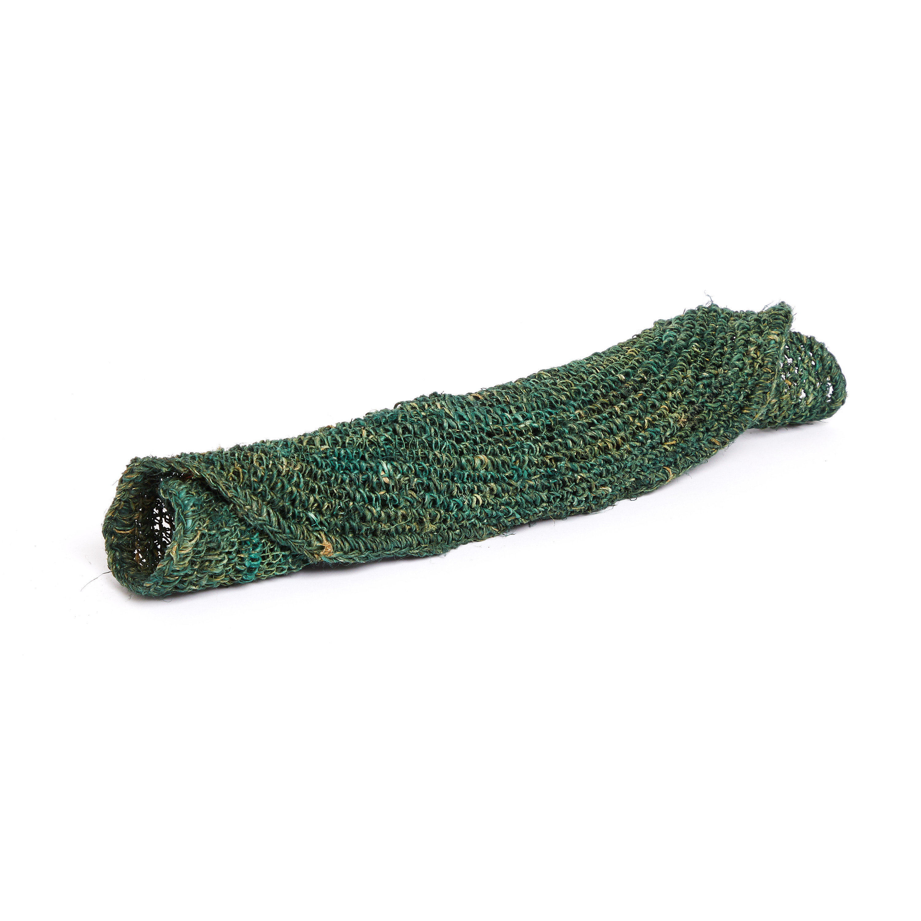 handgehäkelter grüner Sommerhut aus Hanf    