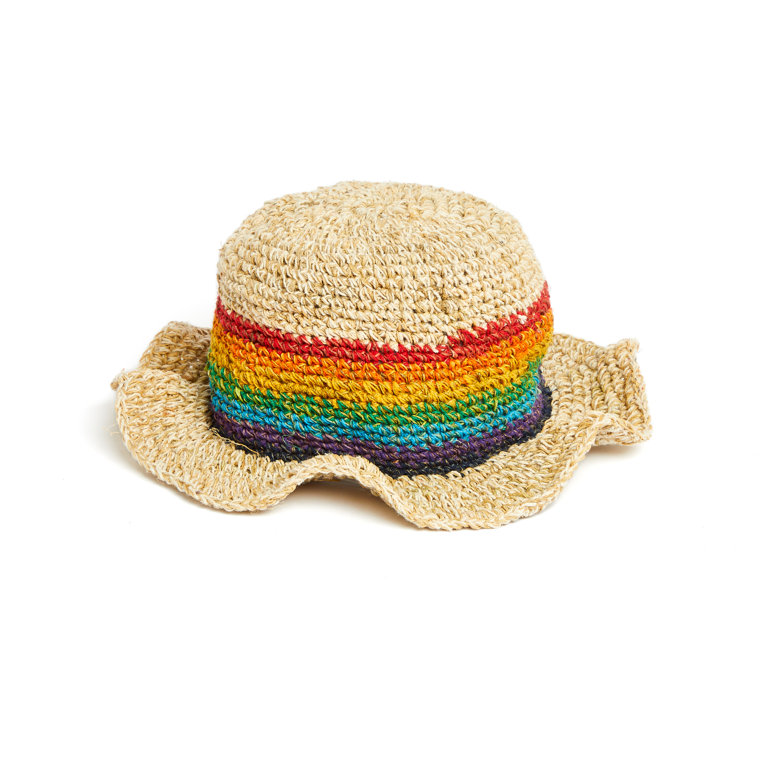 handgehäkelter Sommerhut aus Hanf und Baumwolle