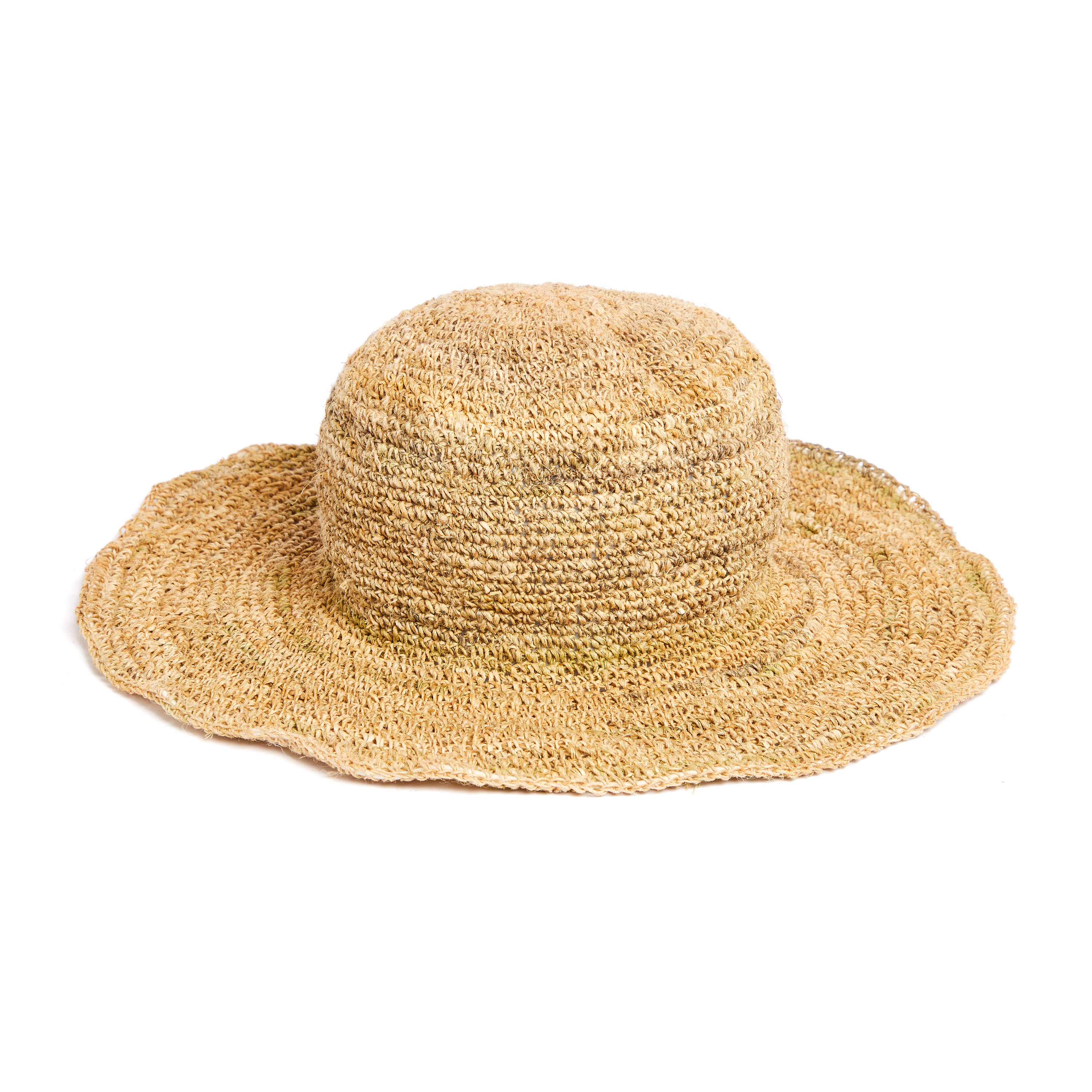 handgehäkelter beiger Sommerhut aus Hanf    
