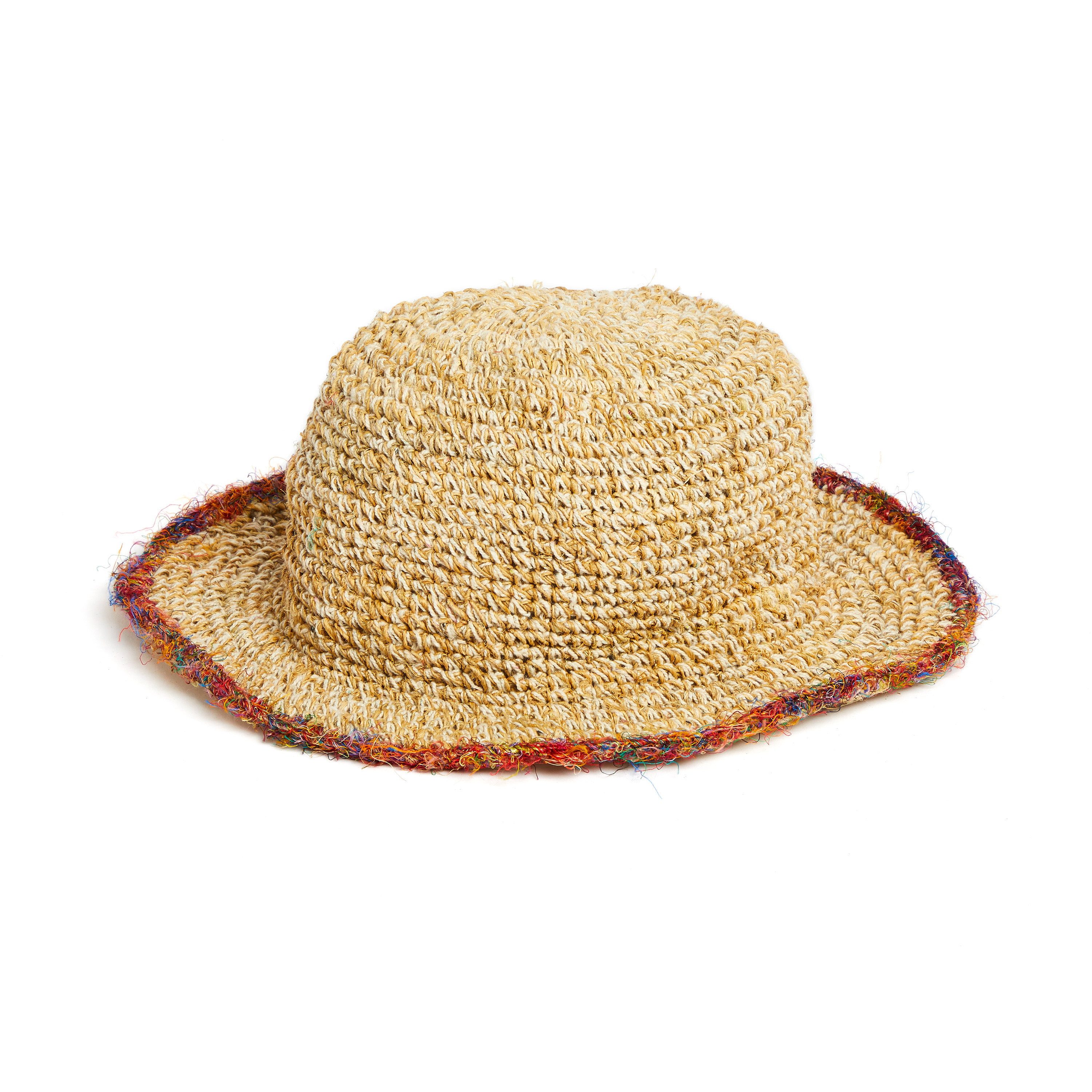 handgehäkelter Sommerhut aus Hanf und Baumwolle   