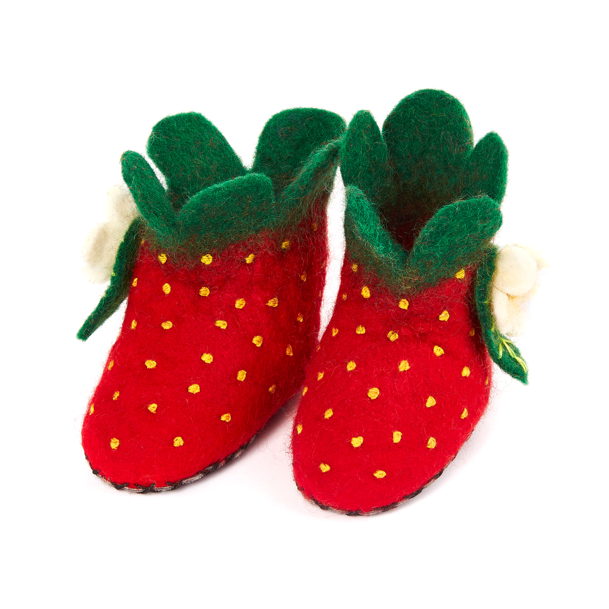 Hausschuhe Erdbeere, handgefilzt
